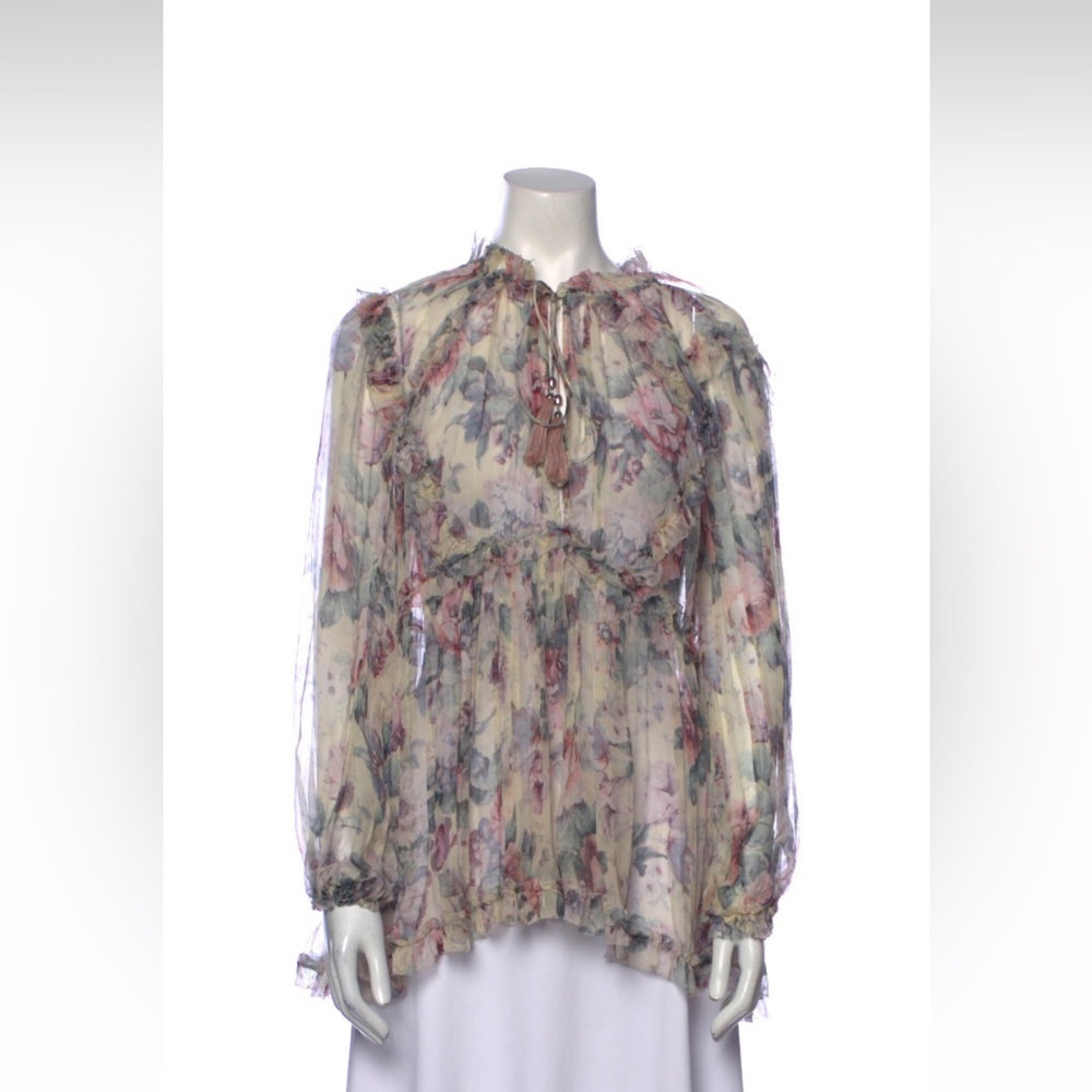 Zimmerman Silk Floral Sheer Blouse